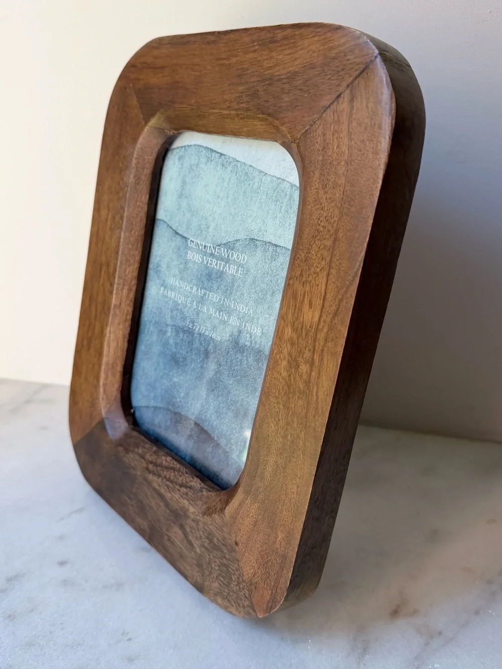 Handcrafted Solid Wood Photo Frame - Brown 5”x7” rustic wooden frame